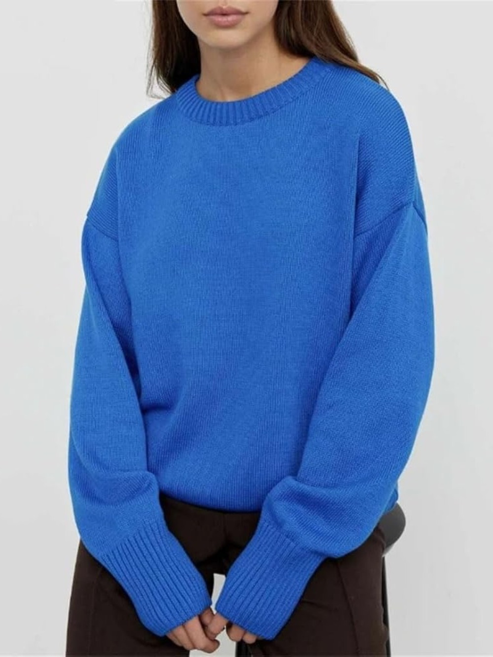 Women's Crew Neck Sweater in Bright Blue